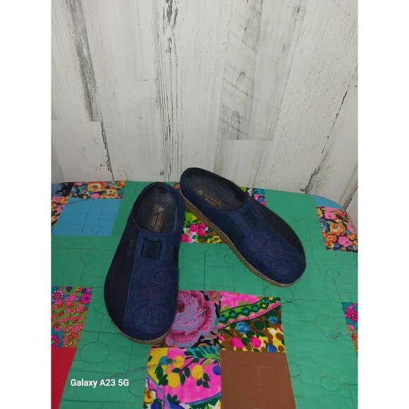 Haflinger Grizzly Magic Swirl Wool Blue Slip On Clog Shoe Womens Size 42 - Picture 3 of 7